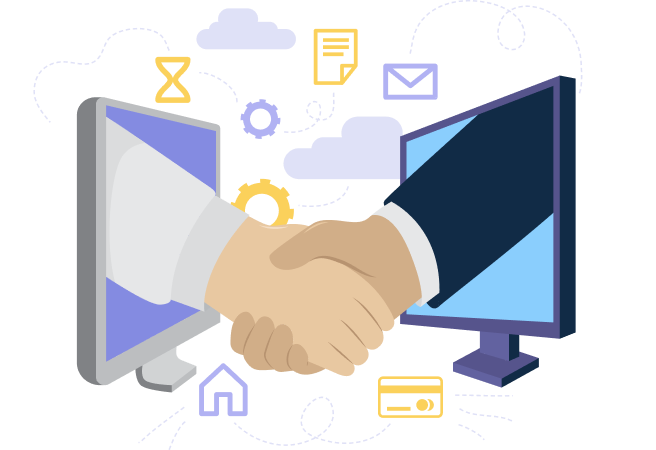 Digital handshake, representing commitment.